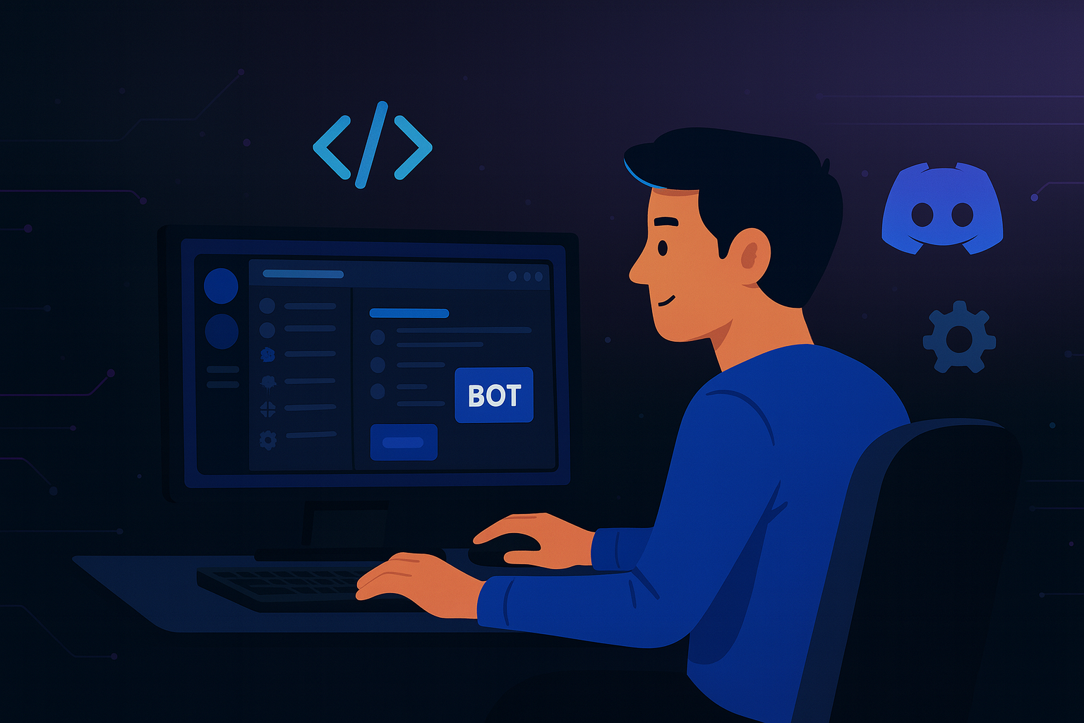 Person working on a Discord server with bot tools